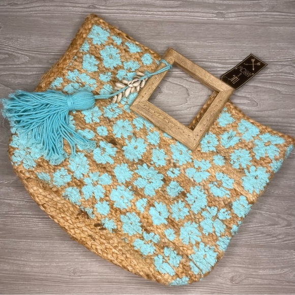 Twig and Arrow Woven Jute Oversized Handbag beach bag purse tote New With Tags - Picture 1 of 10